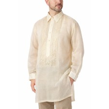 VTG 1920s Manila Shirt Embroidered Silk Organdy Tesoros Mens Unisex L