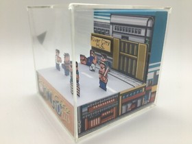 River City Ransom Brawl outside the Higschool Barf! Shadow Box Diorama Decor NES
