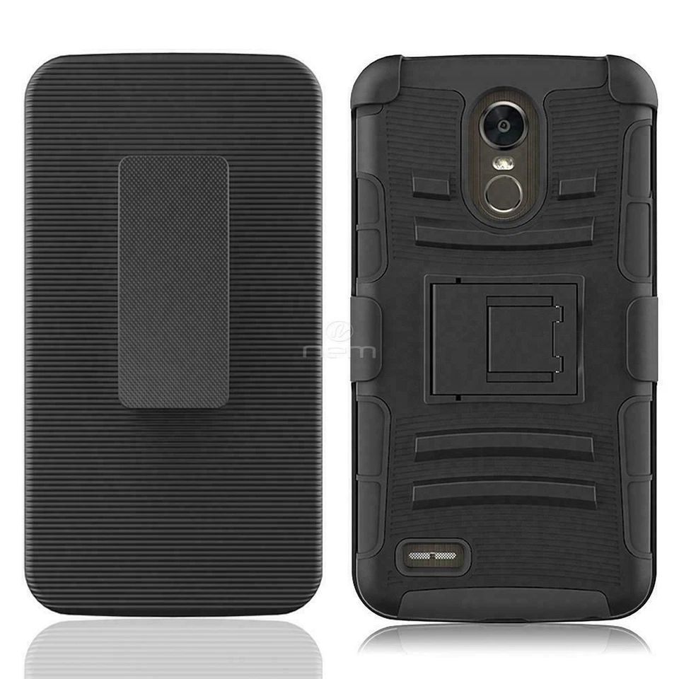 Funda rígida blindada con soporte para cinturón + protector de pantalla para LG Stylo 3/4 Plus Foto 2 de 4