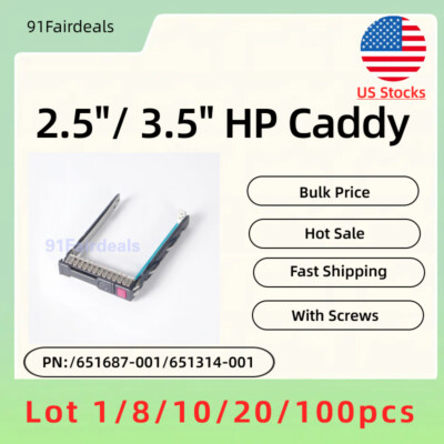 LOT 2.5'' /3.5'' Tray Caddy For HP ML350e ML310e SL250s Gen8 G9 651314 651687-001