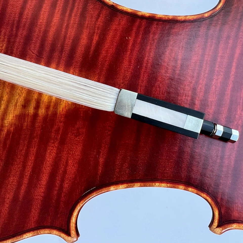 NEW 3/4 Carbon Fiber Violin Bow Ebony Frog 3/4-Round Stick Real Horse Hair - Image 3 of 4