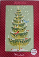 Image Arts Christmas Cards Tree/Birds 16 Pack *NEW*