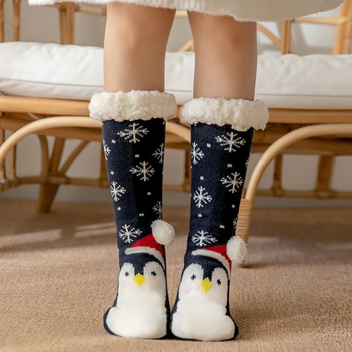 Christmas Women Cotton Cute Socks Print Thicker Floor Socks Carpet Socks - Picture 5 of 31