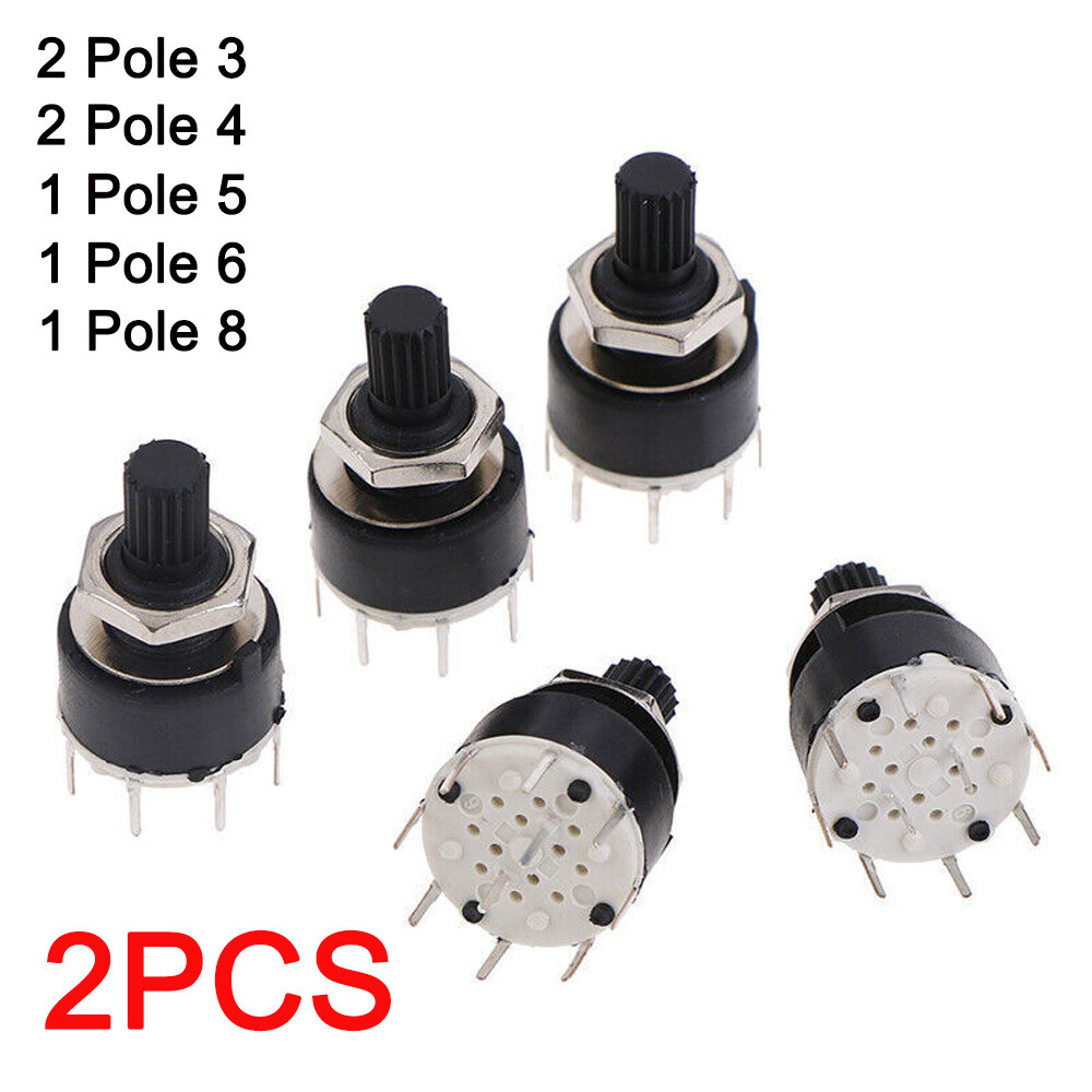 Rotary Switch 2 Pole 3 4 position 1 Pole 5 6 8 Position Axis Band