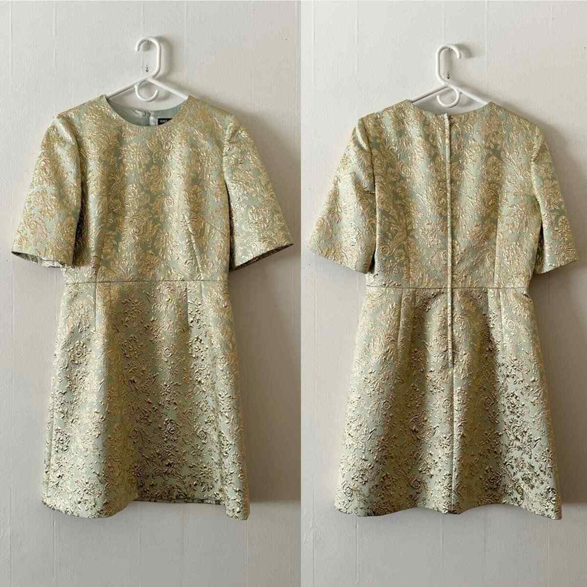 NWT Dolce & Gabbana Brocade Short-Sleeve Mini Dress in Mint NWT Dolce & Gabbana Brocade Short-Sleeve Mini Dress in Mint