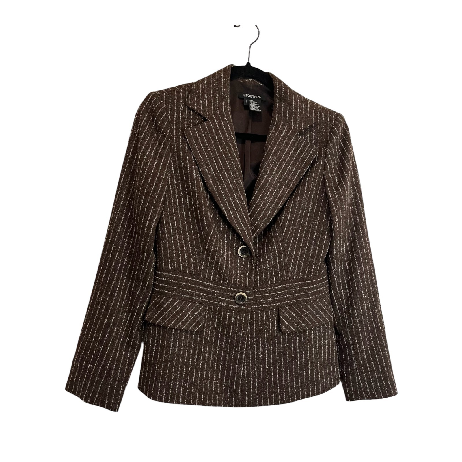Etcetera Brown Striped Two Button Silk Blend Blaz… - image 1