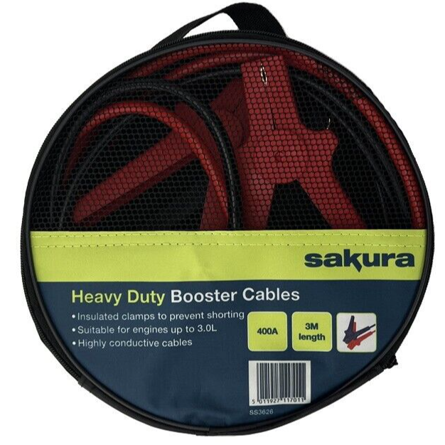 Booster Cables 400A 3m Fully Insulated Jump Leads Clamps Car Start Van Emergency
