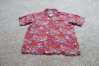 Reyn Spooner Shirt Mens XXL Red Button Up Joe Kealoha's Spear Fishing Surfing