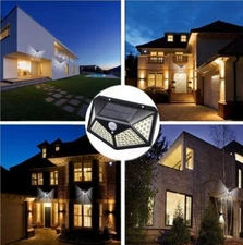 Solar Power 100 LED Lights PIR Motion Sensor Outdoor Security Lamp Wall US
