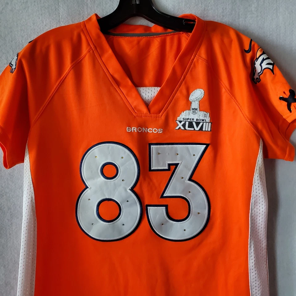 Camiseta de los Denver Broncos Welker #83 Super Bowl XLVIII On Field para mujer XXL Nike Foto 3 de 4