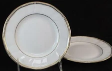 Wedgwood CROWN GOLD 2 Bread & Butter Plates Bone China 0-01287 GREAT CONDITION