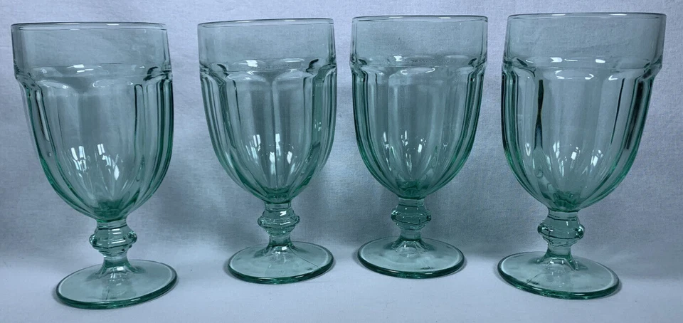 Juego de (4) Copas de Vidrio de Agua Duratuff Verde Español Libbey Gibraltar 8 Paneles Foto 3 de 4
