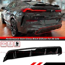 For 2020-24 BMW X6 G06 M Sport MP Style Gloss Black Rear Bumper Diffuser Valance