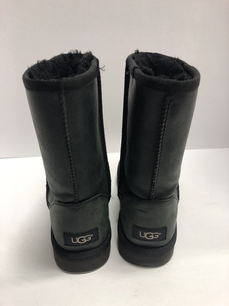 UGG Women's Classic Short Leather Boots Black, Size 7 M | eBay