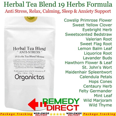 CALM & SLEEP TEA 19 Herbs Anti Stress Formula Best Relaxing & Calming Tea Blend