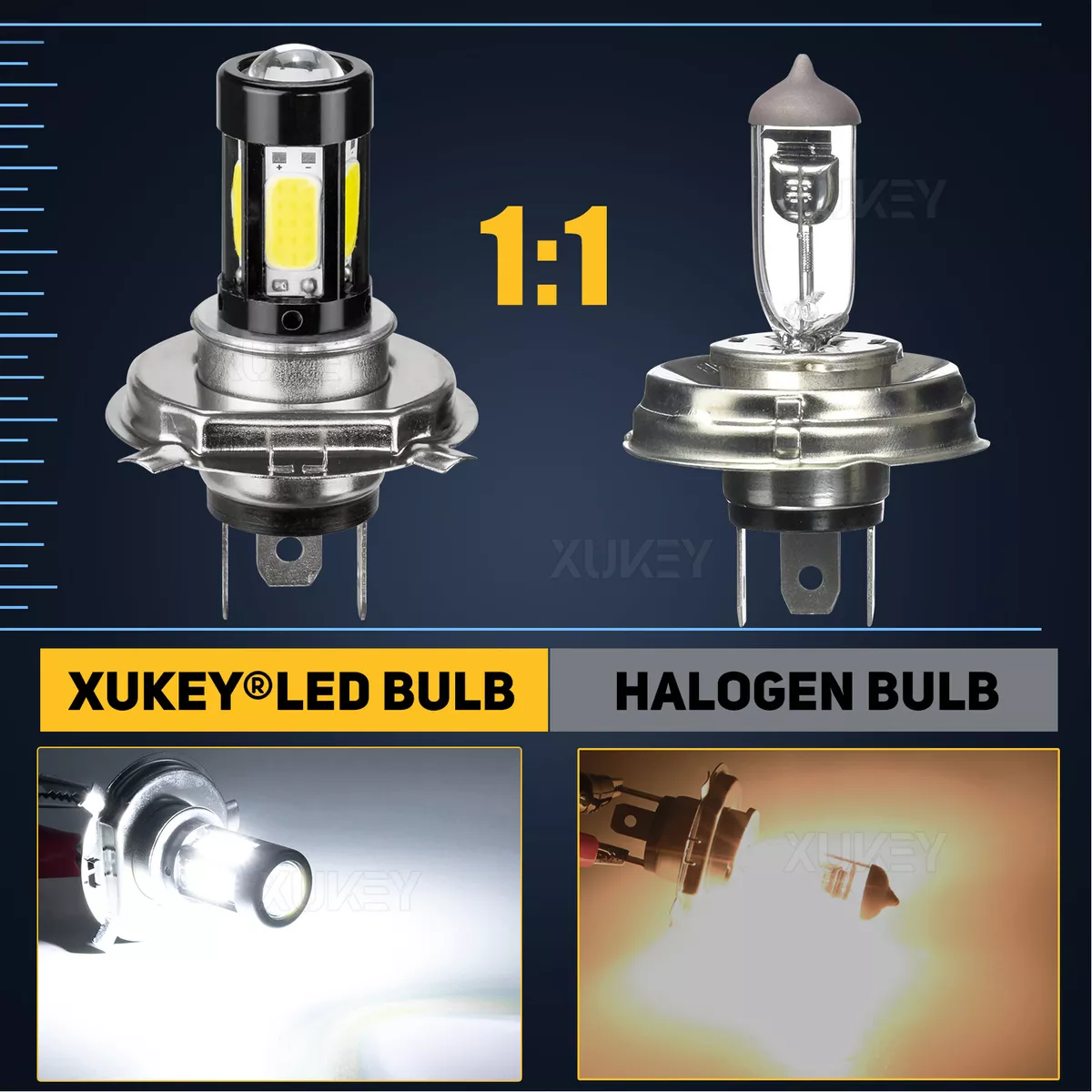 H4 9003 LED Bulbs HS1 Replacement High Low Beam Motorcycle Headlight White 6000K