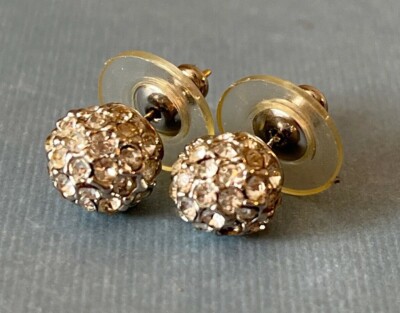 Vintage Crystal Rhinestone Round Ball Statement Stud Post Earrings | eBay