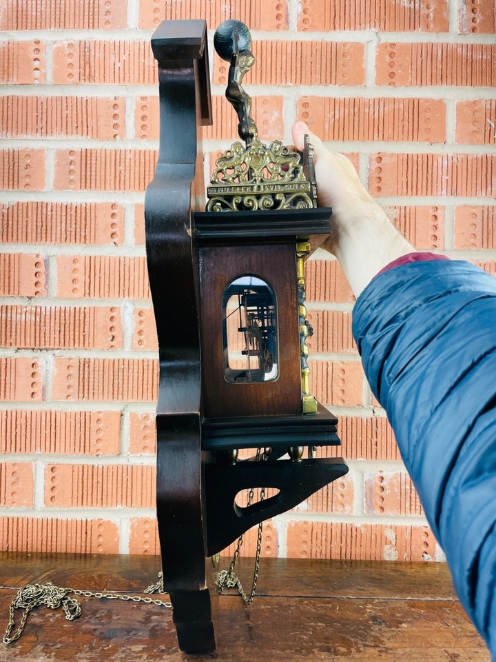 Dutch Zaanse Zaandam Atlas Wall Clock Weight Driven Bell Chiming 8 Day