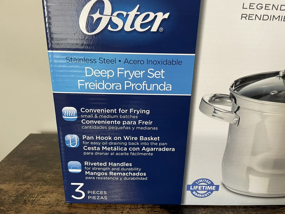 Oster-Sangerfield Juego de 3 piezas Freidora Acero Inoxidable Tapa Vidrio Cesta 3,65 qt Foto 2 de 4