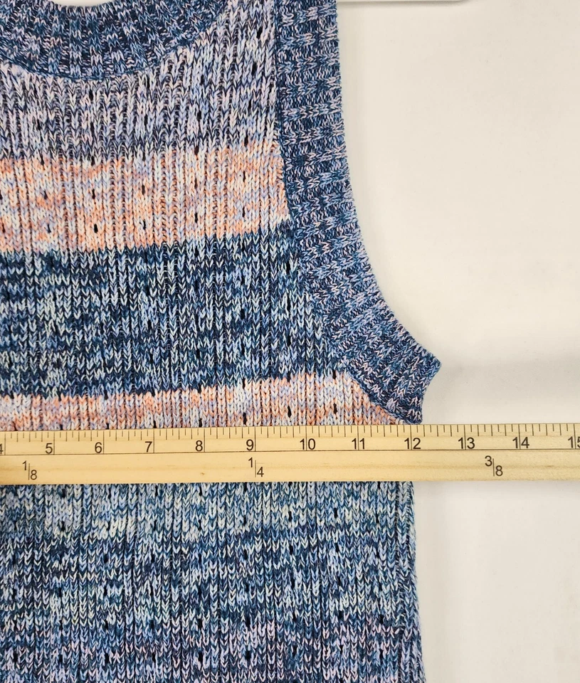Chaleco Suéter Gap For Good Para Mujer XSmall Azul Rosa Rayas Tejido Preppy Camiseta sin Mangas Foto 4 de 4