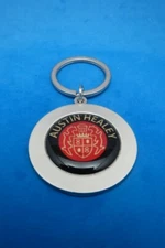 AUSTIN HEALEY LOGO ROUND KEYRING SATIN NICKEL KEY RING CHAIN #114