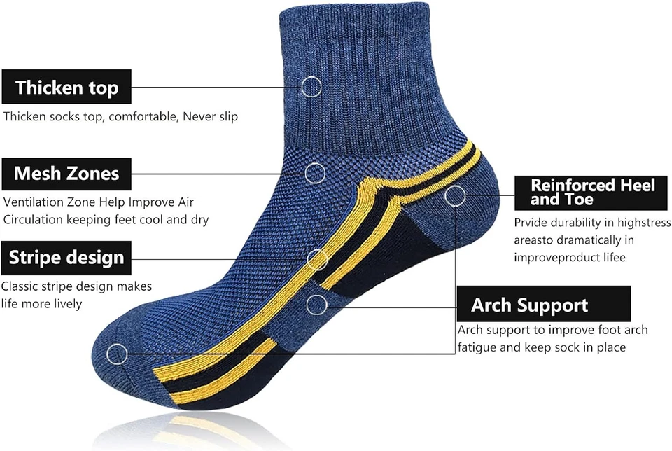 Calcetines deportivos J.WMEET para hombre gris/azul/marrón/rojo/verde/gris  Foto 2 de 4