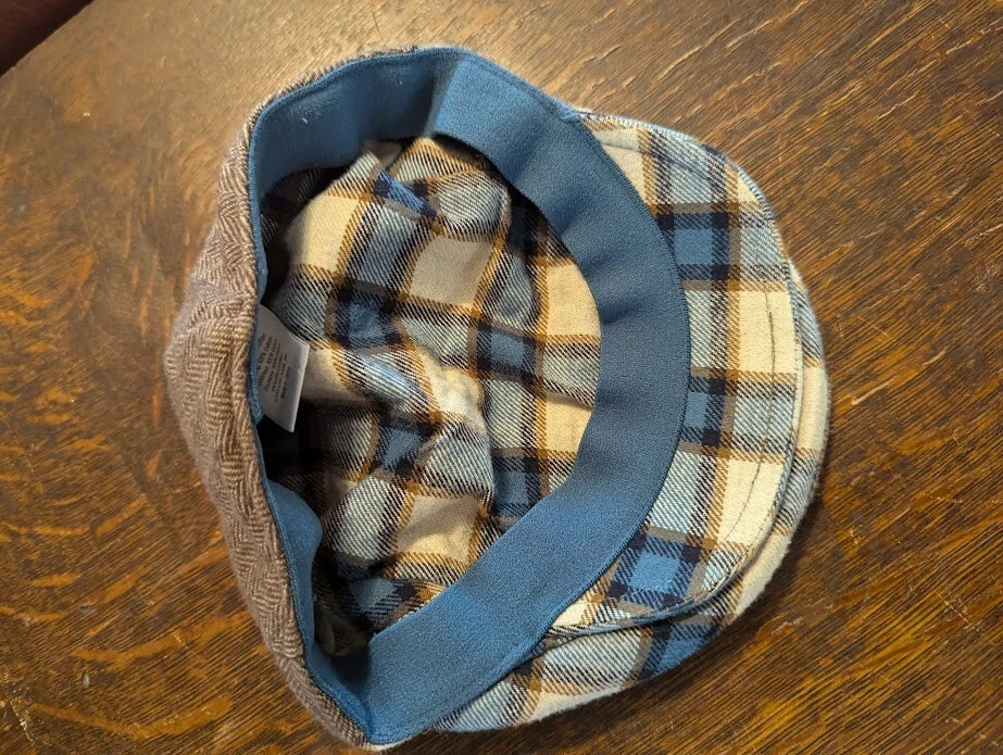 Gymboree Child's Newsboy Flat Cap Hat Plaid 100% Cotton 0-12 Months Brown Blue - Image 3 of 4