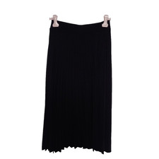 Sandro Ferrone L UK 14 16 Black Sunray Pleat Faux Wrap Midi Skirt BNWT Designer