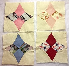 Quilt Blocks Kite Set Of 48 Arkansas Snowflake Four Point Star Vintage Lot 1960
