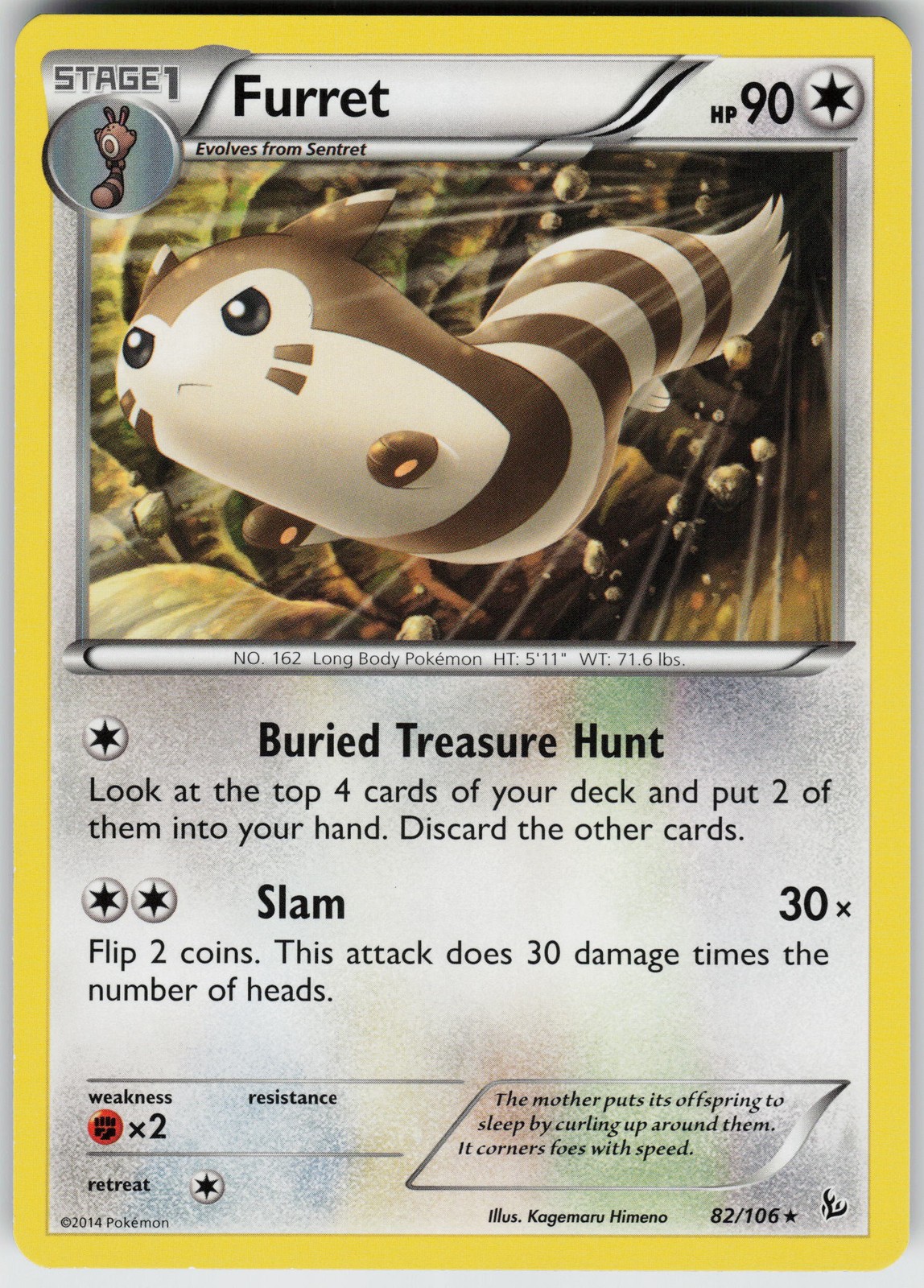 Pokemon Furret 82/106 XY - Flashfire  card