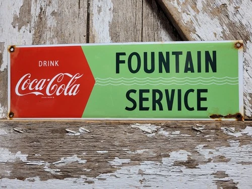 VINTAGE COCA COLA PORCELAIN SIGN OLD COKE BEVERAGE ADVERTISING SODA POP DRINK