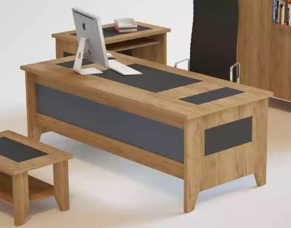 Moderner Brauner Schreibtisch Luxus Erweiterbare MöBel Holz BüRo Neu-image