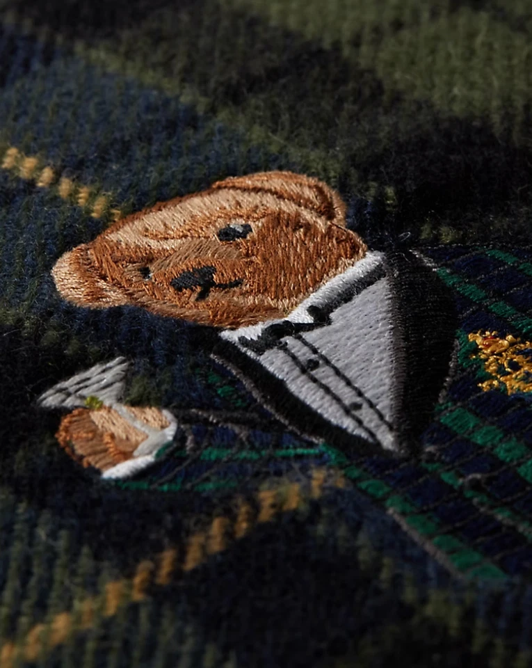 罕见全新带标签限量版 Lux Ralph Lauren 格纹绿色 Polo Bear 枕头 2 件套 — 第 2/2 张图片