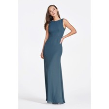 WTOO Lupita. Long Chiffon Formal Dress with High Bateau Neckline. Size 12.