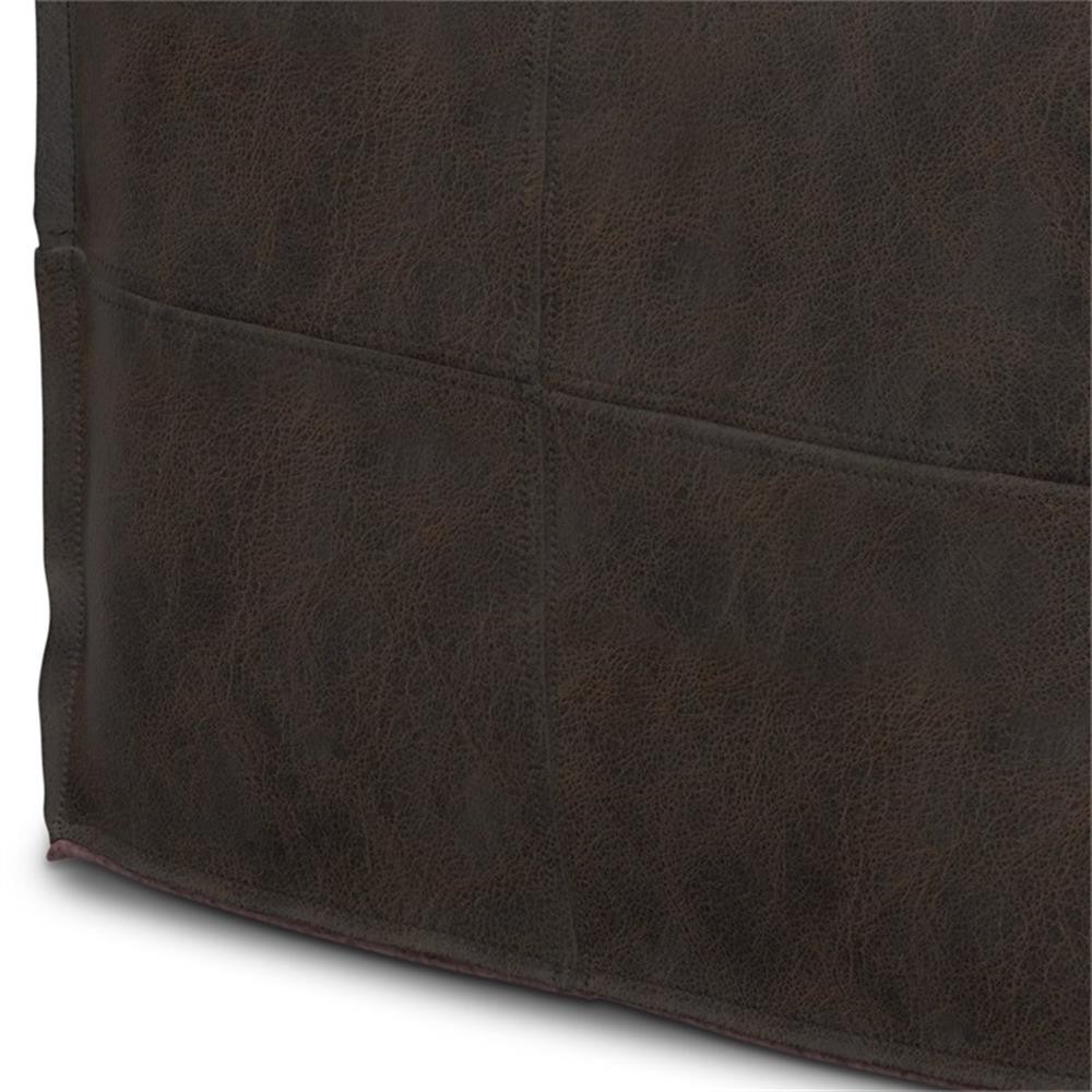 Sheffield Boho Square Pouf in Distressed Dark Brown Leather