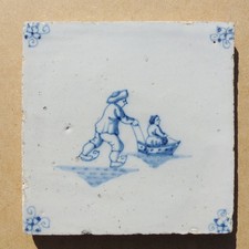 AUTHENTIC ANTIQUE 18th CENTURY HAND PAINTED DUTCH DELFT TILE  1 