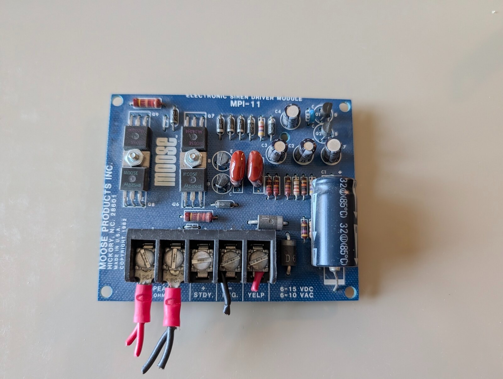 Moose Products MPI-11 Electronic Siren Driver Module 6-15VDC Yelp Steady Alarm