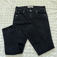 AMO Women's 27 Black Magic Kate Ankle Straight Leg Jeans Mid Rise