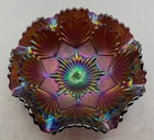 SUPER VINTAGE CARNIVAL IMPERIAL SHELL AND SAND RUFFLED BOWL ELECTRIC HIGHLIGHTS