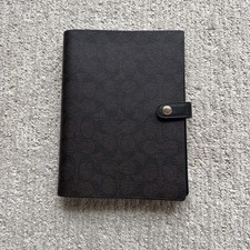 Coach Signature Print Notebook - Leather Gold/Walnut/Black - NEW but No Tags