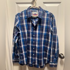 Penfield  Blue White Green Red Classic Fit Plaid Button Down Shirt Men's Sz L