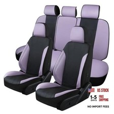 Car Seat Covers Full Set, Leather Car Seat Cushion, Ultra-Thin 5Piece Purple