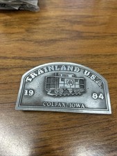 Vintage Rare Trainland 1984  Railroad  Caboose Belt BUCKLE Colfax Iowa HMC