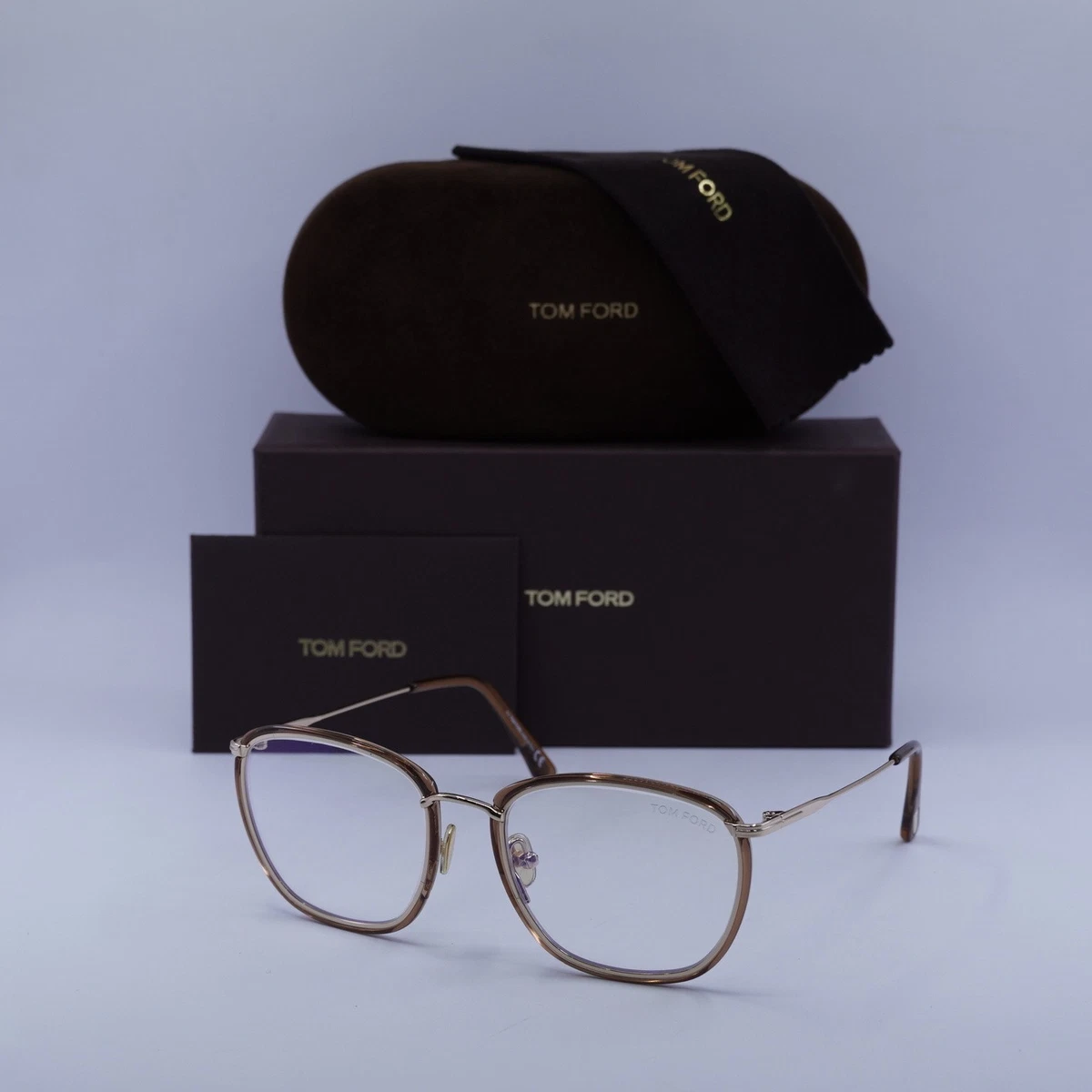 Tom Ford FT5702-B 045 Shiny Transparent Brown/Gold/Clear  display picture 1