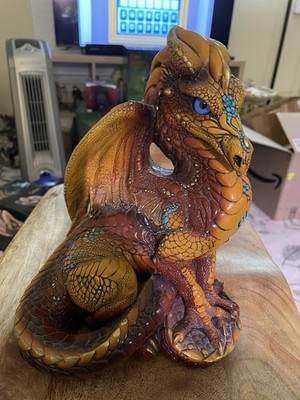 Windstone Editions Male Dragon Brown W/Blue Eyes. Retired 1986. 