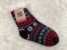 Muk Luks Women's Cabin Socks Faux Fur/Multicolor Size S/M Warm and Cozy NWT