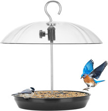 Adjustable Platform Bird Feeder for Outdoors Hanging, Metal Tray Bird Feeder wit