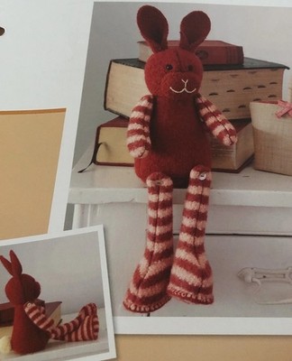 Osterhase Strickmuster gefilzt Hase Knopf bewegliche Arme & Beine