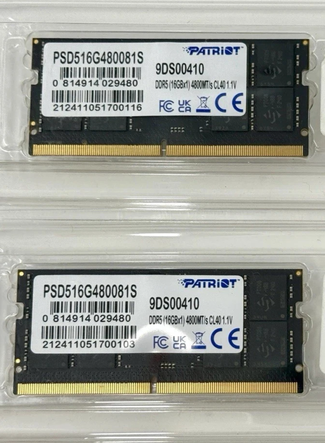 Patriot 32GB (2x 16GB) DDR5-4800 CL40 SO-DIMM PSD516G480081S