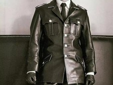 Men's Black German Leather Jacket Classic Shirt Style Vintage Leather Coat
